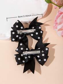 2个可爱俏皮的波点蝴蝶结发夹，适合日常佩戴和派对场合 - 彩色 - 查看 2