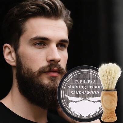 檀香剃须膏，富含檀香提取物，舒缓、保湿、软化面部毛发，带来顺滑、清爽、不油腻的剃须体验，适合所有肤质，男士日常剃须护理
