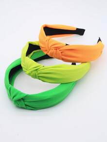 3 piezas Diademas sólidas de color floral de tela colorida antideslizante para mujeres, diademas curvas, accesorios de moda para el cabello, adecuados para uso diario, actividades al aire libre, lavarse la cara, maquillaje, se pueden usar como accesorios de cabello casual, herramientas de peinado, accesorios de belleza, accesorios para rizar, viajes, cumpleaños - Amarillo Naranja Verde - Ver 5