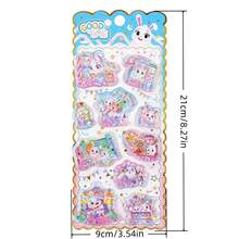 Funda de teléfono con decoración de pegatina de conejo lindo con brillo láser, efecto de arena movediza y dibujos animados 3D con inyección de agua - color - Ver 2