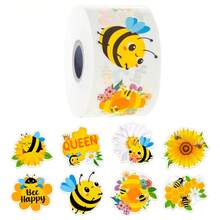 500 Sheets/1 Rolls Cartoon Bee Shaped Stickers Decorative Gift Box Sticker Sticker Label Label Sealing Sticker Reward Sticker Gift Wrapping Sticker Party Small Gift - Multicolor - View 2