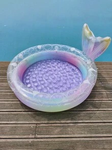 Piscina inflável de PVC espesso e de alta qualidade com efeito degradê, fundo antiderrapante com bolhas, formato requintado de cauda de sereia, acessório portátil para jogos aquáticos ao ar livre no verão, ideal para quintal, praia e festas ao ar livre. - Multicolorido - Ver 10