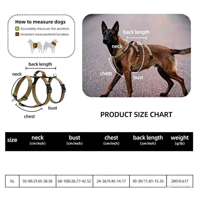 夏季加厚防逃脱大型犬胸背带牵引绳，三带安全防拉宠物胸带，带柔软尼龙衬垫，适合长身犬，耐用尼龙背心，适合散步和训练，非常适合达尔马提亚犬和拉力强劲的犬种。 - 卡其色 - 查看 13