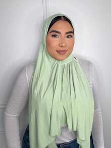 1pc Women's Jersey Hijab, Modal Hijab, Sweat Cloth, Solid Color, Silky Smooth, Soft, Breathable Headscarf, Head Wrap, Jersey Headcover, 180cm*70cm Scarf, Shawl, Suitable For Daily, Outdoor, Prayer, Worship - Jersey Hijab - View 7
