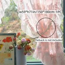 1pc Artistic Floral Jacquard Sheer Curtain, Romantic Lace Voile Curtain Panel With Ruffle Trim, Rod Pocket Top, Suitable For Wedding, Living Room, Bedroom, Study, Dining Room, Apartment Home Decor, Natural Drape, High-Quality Soft Texture - Pink - View 14
