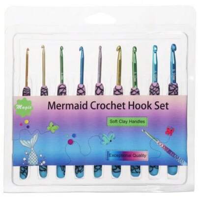 9/12 Pcs Ergonomic Soft Grip Aluminum Crochet Hooks Set, Fishscale Pattern Knitting Needles Tools, DIY Sweater/Scarf/Hat Yarn Craft Full Accessories (Random Color), Elegant Blister Pack, Suitable Mother's Day Gift