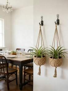 1/2/3 Peças Vaso de Jardim Trançado Criativo, Decoração de Parede Minimalista Feita à Mão de Corda de Linho para Uso Interno/Externo - multicolorido - Visão 7