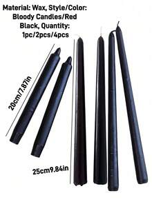4pcs/2pcs Box New Creative Black & Red Candles, 1pc Long Stem Candle (25cm/9.84in), Smokeless Candles, Holiday, Festival, Party Decor Candles, Valentine's Day Decor Candles, Home Decor Candles, Living Room, Outdoor, Atmosphere Enhancing Candles, Black & Red Dripping Blood Candles, Room Decor, Candle, Candles, Gifts, Scented Candles, Home Decoration, 2pcs Church Dripping Blood Stem Candles (20cm/7.87in) - Multicolor - View 7