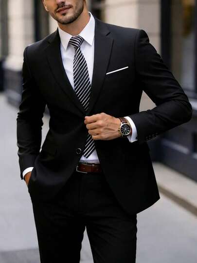 Men's Casual Suit Jacket, Basic Style Blazer, Elegant Business Casual Wear For Party And Events, Gift For Boyfriend