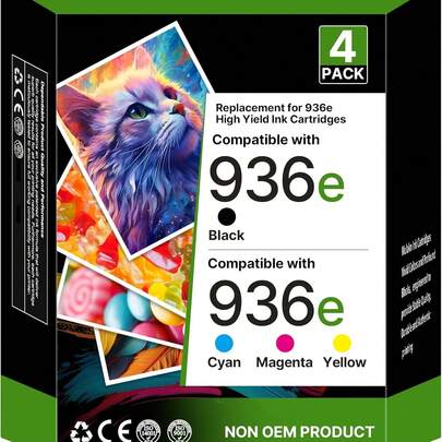 936 9125e 936XL Ink Cartridges Combo Pack Compatible With HP 936 Ink For HP Ink 936 936E 936XL For HP OfficeJet Pro 9125e 9120e 9730e 9130 9135e 9122e 9128e 9110b 9120b 4 Pack With Chip