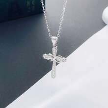 1 chiếc dây chuyền mặt dây chuyền hình thánh giá tối giản bằng bạc S925 đính đá Zirconia lấp lánh, trang sức thanh lịch để đeo hàng ngày, món quà chất lượng dành cho người thân yêu. - Bạc - Xem 2