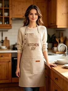 1 st. anpassningsbart unisex polyesterförkläde, justerbar rem, stor fickdesign, lämplig för kök, restaurang, salong - Multifärgad - Visa 2