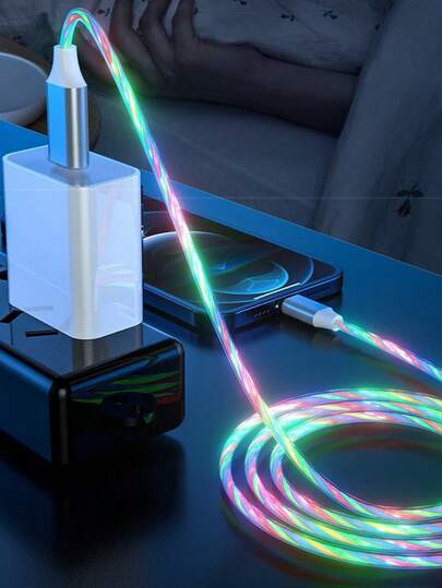 OIITH 2 piezas/1 pieza Tira de luz fluorescente, un accesorio para dormir por la noche LED. Luz fluida. Cable cargador de carga rápida, 1 metro, cable de datos de carga duradero de TPE, compatible con Vivo/Super Edition/S24/S23 Super Edition/S23/S22/S21 Series