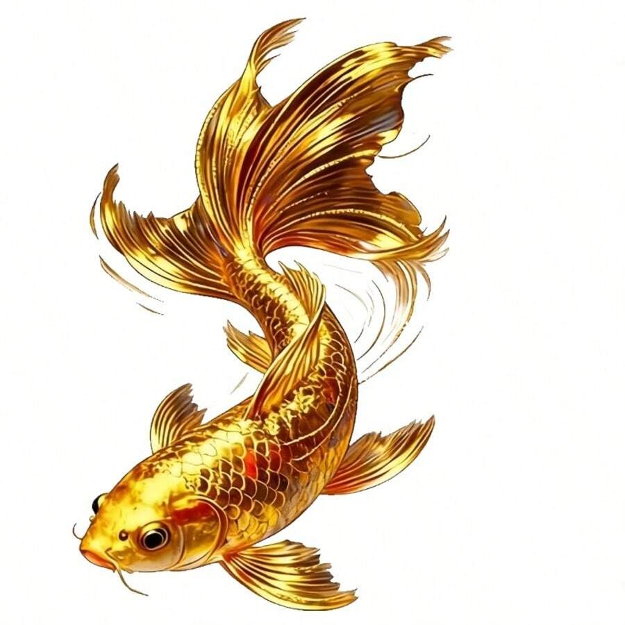 1 Piece 6-Inch Gold Koi Fish Vinyl Decal, Suitable For Vehicles, Laptops, Water Bottles, Trucks, Smartphones, Motorcycles, Car Windows, Walls And Mugs, Excellent Choice For Party Decorations - 1PC - View 1
