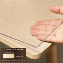 1pc PVC Heat-Resistant And Stain-Resistant Tablecloth, Suitable For Dining Table, Coffee Table, Office Desk, 2.0mm Thick Transparent Rectangular Table Cover - White - View 63