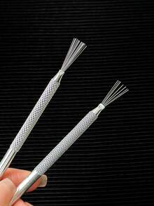 1pc Multi-Function 7-Needle Nail Art Brush, Stainless Steel Non-Slip Handle, Metal Striping Nail Art Tool For Fine Line Drawing - Silver - View 4