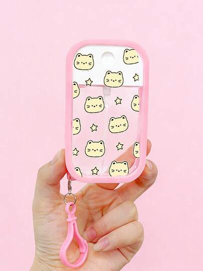 1 Piece Cute Pink Cat Star Print Cartoon Pattern Spray Bottle, Perfume Spray Bottle With Hook And Anti-Fall Silicone Cap, Hawaiian Travel Portable Cosmetics Bottle, Makeup Spray Bottle, Birthday Gift For Family Or Friends, Holiday Gift, Suitable For 50ml