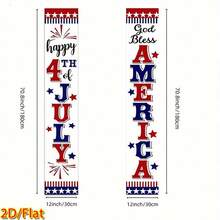 2pcs American Independence Day Theme Banner, Made Of Polyester Material, Suitable For Independence Day Party, Patriotic Theme Gathering, Home Entrance, Front Door, Yard Porch, Indoor And Outdoor Use, Reusable Background Fabric - A - View 6