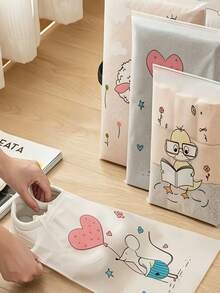 5個袋子+1支筆旅行衣物收納袋，適用於衣物、內衣、鞋子等，密封隔層設計，旅行時使用，密封包裝 - 彩色 - 查看 6