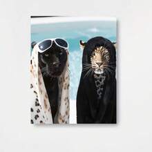Póster de Lienzo con Ambiente Festivo de Guepardo en Piscina - Pintura Decorativa de Ambiente Festivo, Cuadro Colgante de Elemento de Ocio Sin Marco, Lienzo de Arte Fotográfico, Impresión Artística, Pintura de Regalo con Tema Creativo - Enmarcado - Ver 1