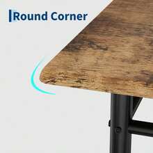Conjunto de mesa de comedor industrial para 2 personas - Mesa rectangular de madera rústica y metal - 2 sillas acolchadas - Mobiliario de bistró vintage para espacios pequeños, sala o comedor - Marrón y negro - Color retro - Ver 7