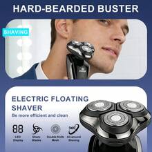Máy cạo râu điện ba lưỡi dành cho nam, sạc USB, có thể chọn thêm bộ phụ kiện gồm tông đơ cắt tóc, dụng cụ tỉa lông mũi, dao cạo râu mai và các phụ kiện khác, một máy đa năng, cho phép tự do tạo hình ảnh cá nhân tại nhà. Dung lượng pin 500mAh. - bạc đen - Xem 7