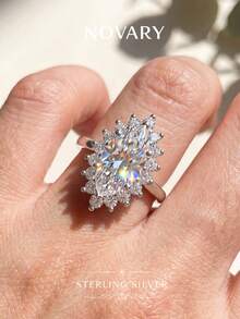 1pc 925 Silver Horse Eye Shaped Cut Ring, Exquisite Horse Eye Cut Details, Elegant Finger Accessory - Horse Eye Ring - View 2