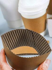 Bộ 10 chiếc/gói, vỏ bọc cốc giấy Kraft dùng một lần, giữ nhiệt/lạnh cho cốc cà phê/trà, đường kính 90mm. - Màu nâu  Mocha - Xem 6