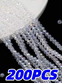 200pcs 3mm Flat Oval AB Color Glass Crystal Beads, Suitable For DIY Handmade Fashion Bracelet Necklace Jewelry Making Accessories - Multicolor - View 12