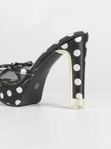 Women's Suede Chunky High Heel Mule Sandals, Fashionable For Indoor & Outdoor Wear - Black and White - View 10