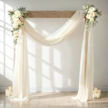 2PCS/1PC 400x75cm Pearl Chiffon Background Curtain - Wedding Decor | Reusable For Birthday, Anniversary - White/Beige/Purple - Arch, Chair Back Decoration, Photo Props - Many - View 4