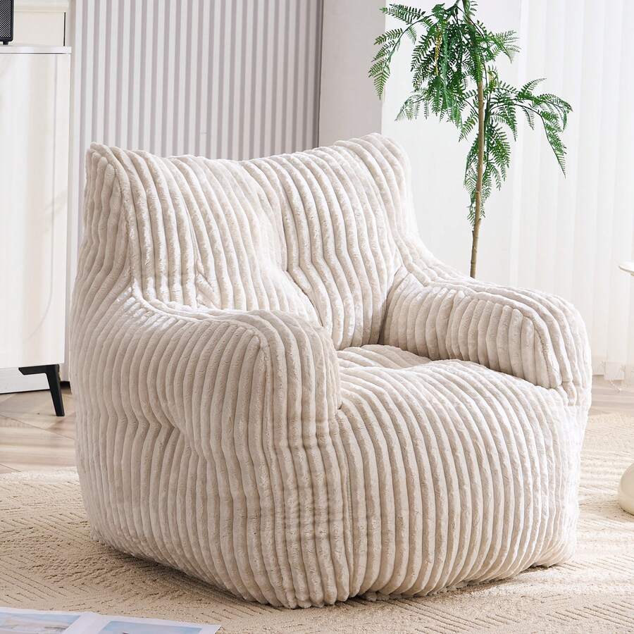 010-Soft Padded Foam Chick With Corduroy Cover, Beige - 米色 - 查看 1