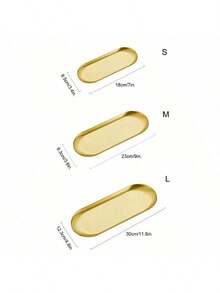 1pc/4pcs Oval Tray, Stainless Steel Coffee Tray, Small Size Tray For Candle, Cosmetics, Decor, Kitchen Utensils - Gold - View 13