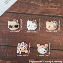 SANRIO Hello Kitty豹纹吊坠，带蝴蝶结树脂配件，DIY串珠工艺材料，珠宝和手机壳制作用品 - Charms - 查看 4
