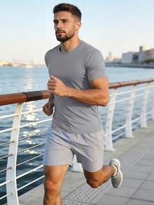 Cavva Men's UPF 50+ Sun Protection Short Sleeve T-Shirt Quick Dry Breathable Rash Vest Tee For Outdoor - 淺灰色 - 查看 4