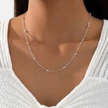 1 chiếc dây chuyền ngọc trai tươi tắn, đa năng, kiểu dáng thời trang Âu Mỹ dành cho nữ. - Bạc - Xem 3