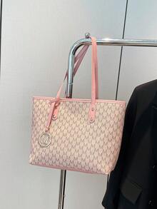 Tas Tote Bermotif Penuh, Tas Tote Motif Huruf Vintage dengan Kapasitas Besar, Tas Selempang Sempurna untuk Bepergian dan Beraktivitas, Hadiah Hari Ibu yang Luar Biasa untuk Ibu - Berwarna merah muda - View 8