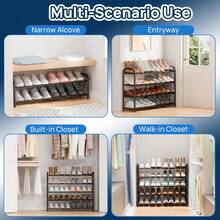 Extendable Double-Layer Shoe Rack, Black Metal Material, ShengYuan Retractable Living Room Shoe Storage Artifact, Adjustable Home Door Storage Does Not Occupy Space, Economical Adjustable Dormitory Space Provincial Shoe Rack, Two-In-One Storage, Can Be Placed Independently, Suitable For Small Spaces And Hyungyuan. - màu đen - Xem 7