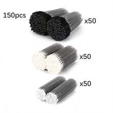 100/300/450 Piezas Bastoncillos de algodón desechables para kit de extensión de pestañas - Incluye cepillo de pestañas, cepillo de labios, cabezal de cepillo de rímel - Juego de varitas de belleza (Negro) - Multicolor - Ver 13