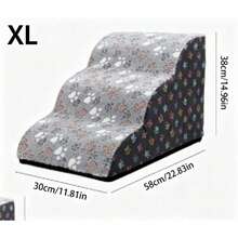 1pc Cartoon Pet Stairs, 2/3/4/5 Steps High Elastic Sponge Climbing Ladder Suitable For Elderly, Disabled Pets To Get On Sofa, Bed, Non-Slip Removable And Washable - Multicolor - View 4
