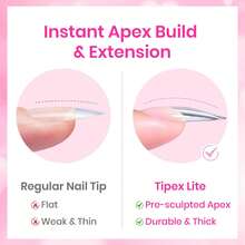 192Pcs 6 Colors Beetles Tipex Lite Heart Cutout Nail Kit, Medium Almond & Stiletto Pre-Built Apex Nail Tips, Full Gel Nail Starter Set With UV Lamp, Base Top Coat & Glue Gel, DIY Nail Art Manicure - Heart Cutout Nail Kit - 查看 7