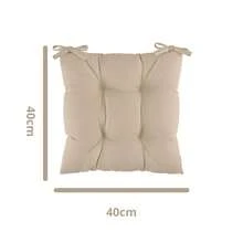 Almofada Futon Para Cadeira 40x40cm Grande Cheia Com Fitinhas De Amarrar - Bege-UN - Visão 3