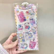 Y2K Cute Cartoon 3D Liquid Sand Stickers, Sparkle Glitter Shaker Decals, Aesthetic Kawaii Stickers For Laptop, Water Bottle, Scrapbook - Color - View 8