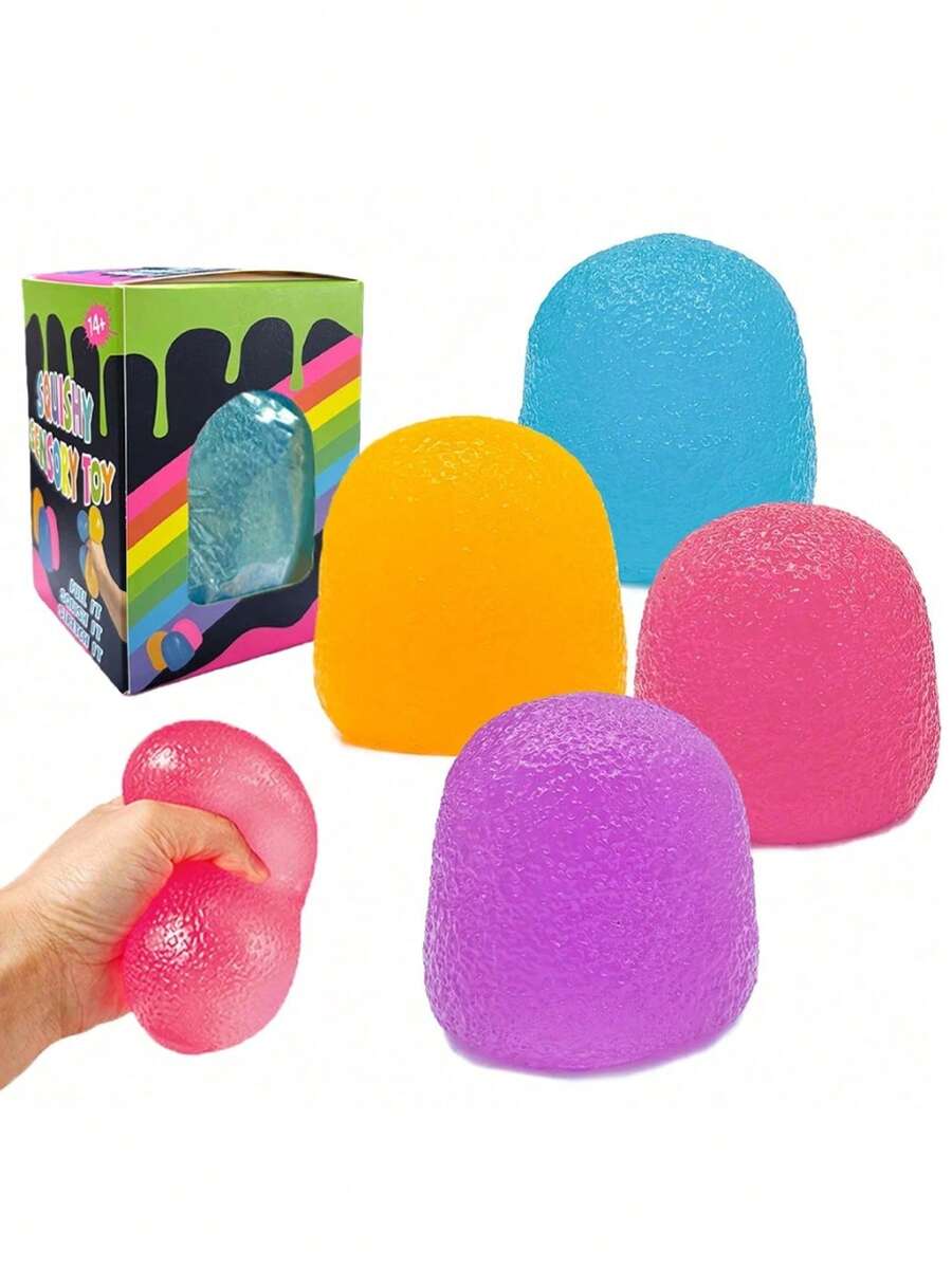 4pcs Squeeze Soft Candy Stress Relief Toys, Sensory Toys, Adult Sensory Toys, Finger Toys, Squishable Toys, Stress Relief Toys, Birthday/Party Gifts, Relieve Anxiety And Stress, Especially Suitable For ADHD