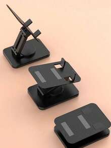 1 pieza Soporte de teléfono de ABS negro, soporte para tableta, soporte de escritorio para teléfono plegable y ajustable de 360° - Negro - Ver 7