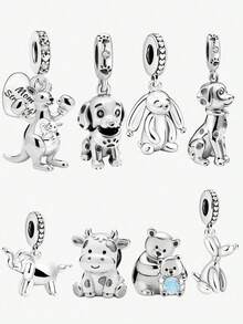 1pc 925 Sterling Silver Rabbit Holding Carrot Pendant, Suitable For Women Bracelet/Bangle DIY Jewelry Making And Daily Decoration, Decorative Jewelry For Girls - Beads 2 - View 2