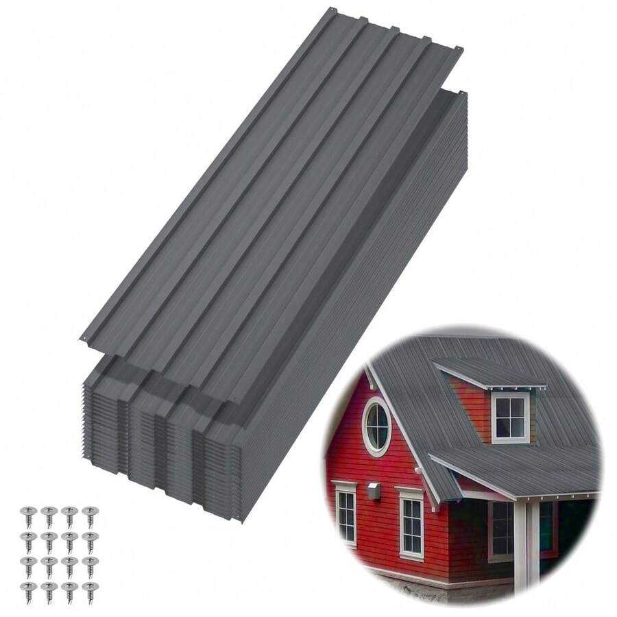 BouPower Heavy Duty Corrugated Galvanized Steel Roofing Panels – Weatherproof & Rust-Resistant Metal Sheets For Carports, Outbuildings, Patios – Sturdy, Easy-To-Install Roof And Wall Cladding - Gray 5ft (60.63x16.77inch) - View 1