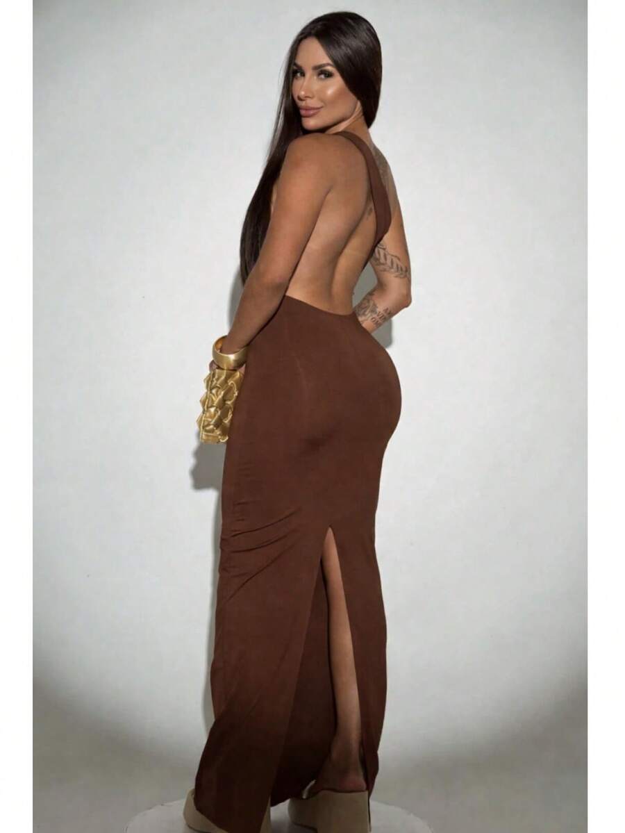 Women's Dress, Long Dress, Women's Long Dress, Polyamide Dress, Polyamide Long Dress, One-Size Dress, Size 36 Dress, Size 38 Dress, Size 40 Dress, Size 42 Dress, Dress Fits Sizes 36 To 42, One-Shoulder Dress, One-Shoulder Dress, Long One-Shoulder Dress, Long One-Shoulder Dress, Fitted Dress, Tight Dress, Body-Hugging Dress, Shaping Dress, Stretchy Dress, Comfortable Dress, Soft Dress, Non-Transparent Dress, Elegant Dress, Formal Dress, Party Dress, Evening Dress, Club Dress, Event Dress, Graduation Dress, Wedding Guest Dress, Simple Bridesmaid Dress, Dinner Dress, Special Occasion Dress, Casual Chic Dress, Minimalist Dress, Modern Dress, Sophisticated Dress, Elegant Women's Dress, Women's Party Dress, Women's Evening Dress, Women's Formal Dress, Elegant Long Women's Dress, Long Women's Dress, Long Women's Evening Dress, Long Women's Formal Dress, Fitted Women's Dress, Tight Women's Dress - Rỉ Nâu - Xem 1