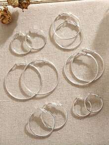 Set de 12 piezas de aretes vintage elegantes y minimalistas de gran tamaño, adecuados para vacaciones, fiestas y uso diario de las mujeres, regalo - Multicolor - Ver 10