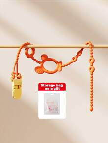 1 pieza Cadena anti-pérdida de chupete de bebé de silicona, correa de chupete, clip de chupete de silicona elástica, apta para biberones, chupetes, mordedores de bebé - Multicolor - Ver 9